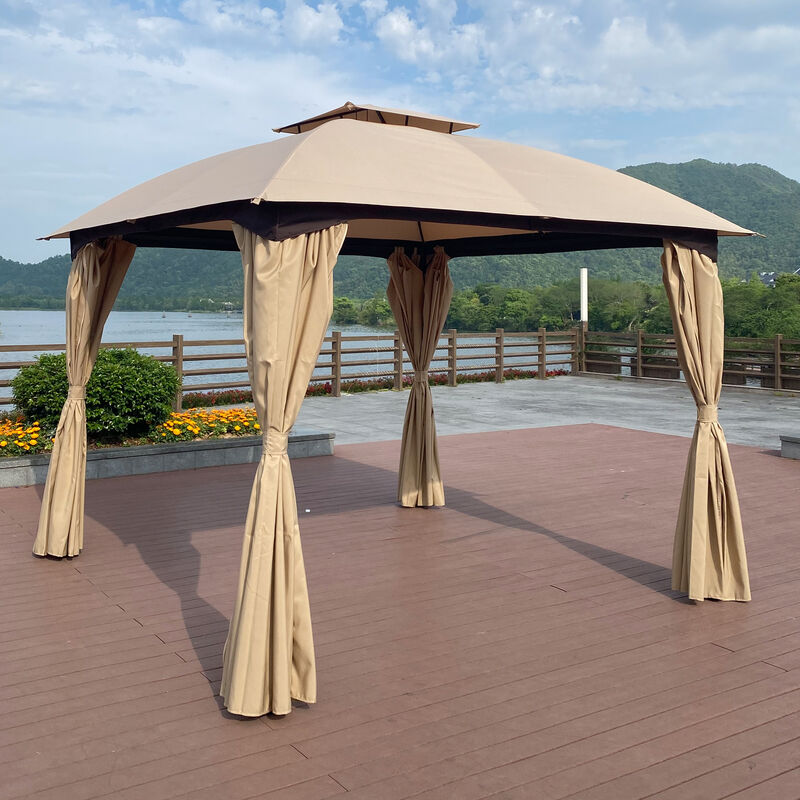 10x10 Ft Outdoor Patio Garden Gazebo Canopy, Shading Tent with Curtains - Ideal for Outdoor Relaxation and Protection