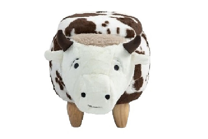 White and Brown Cow Animal Storage Ottoman