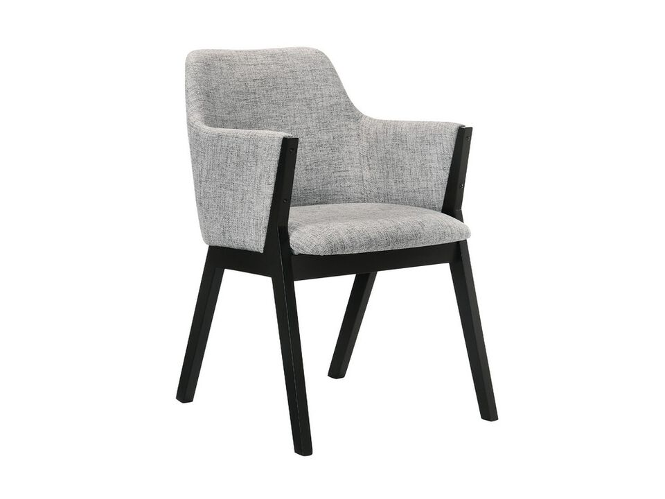 Renzo Light Gray Fabric and Black Wood Dining Side Chairs - Set of 2 - Benzara