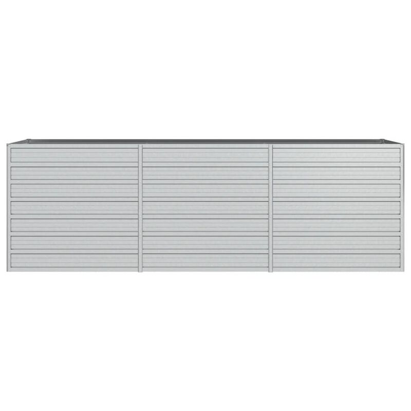 Outdoor Raised Garden Flower Bed, Silver Galvanized Steel, 32x95 Inch image number 2