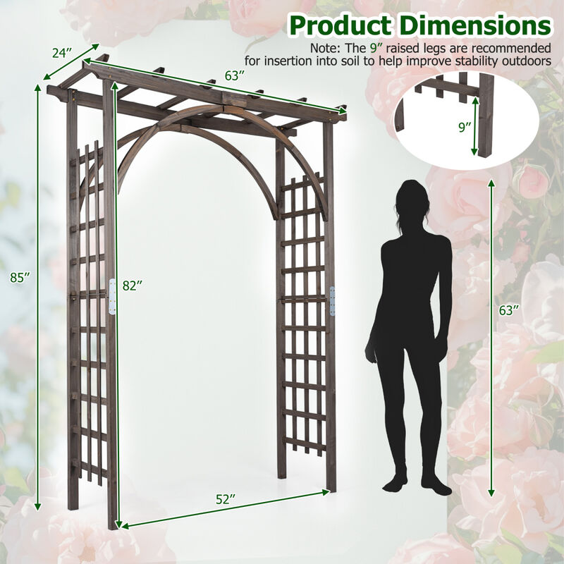 Outdoor Wooden Garden Arch 85 Inch for Wedding Decor and Climbing Plants image number 2