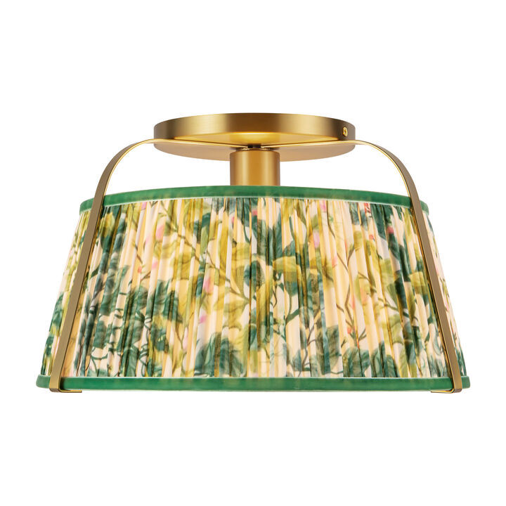 Scout 13 in Semi Flush Mount with Patterned Pleated Shade