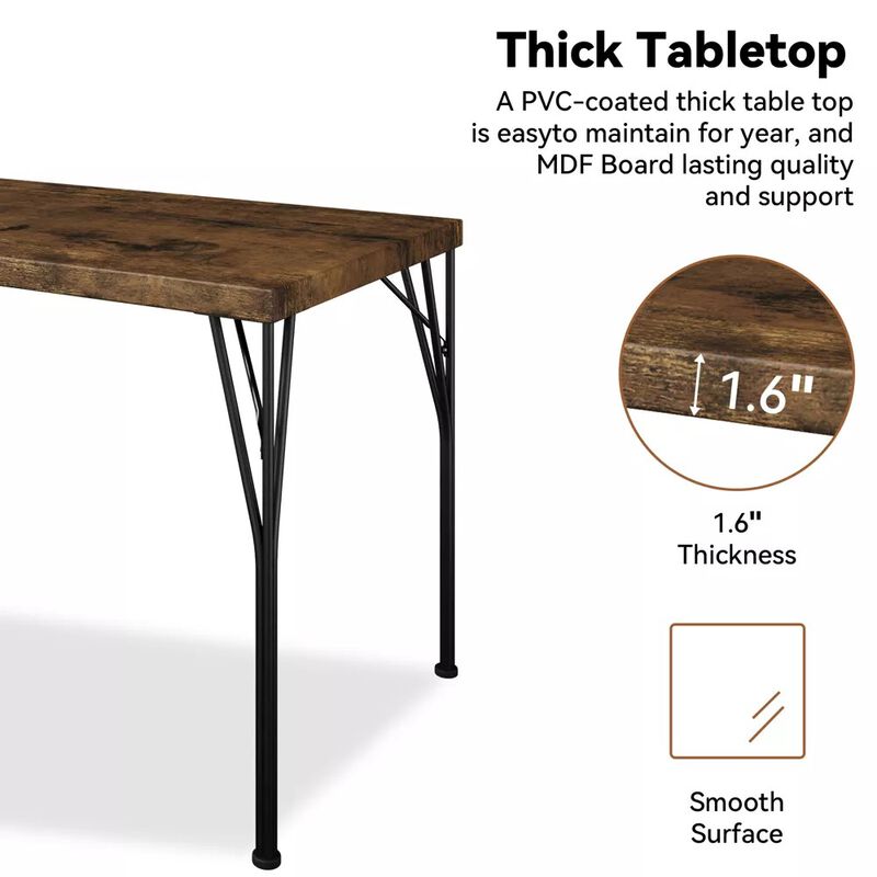 5 Piece Dining Table Set for 4 People, 43.3" Small Kitchen Table Set with 4 Chairs, Solid Wood Top image number 4