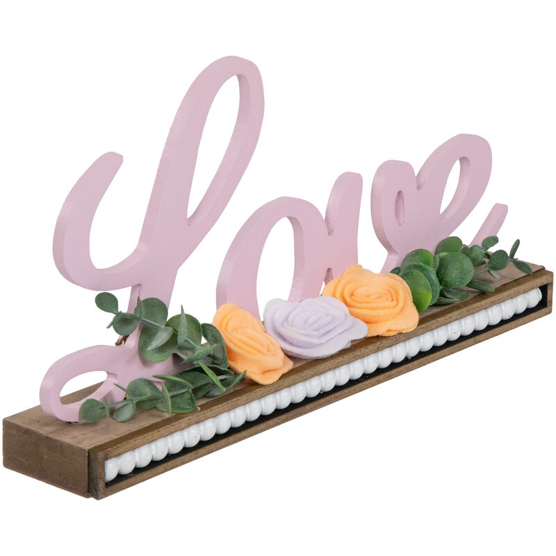 Love with Flowers Wooden Valentine's Day Sign - 11.25"