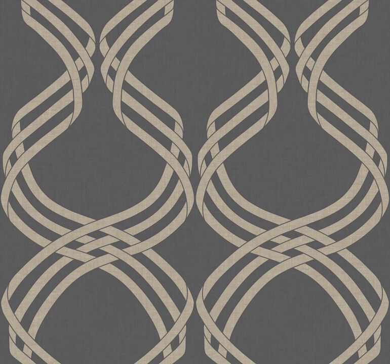 Dante Ribbon Charcoal Metallic Wallpaper