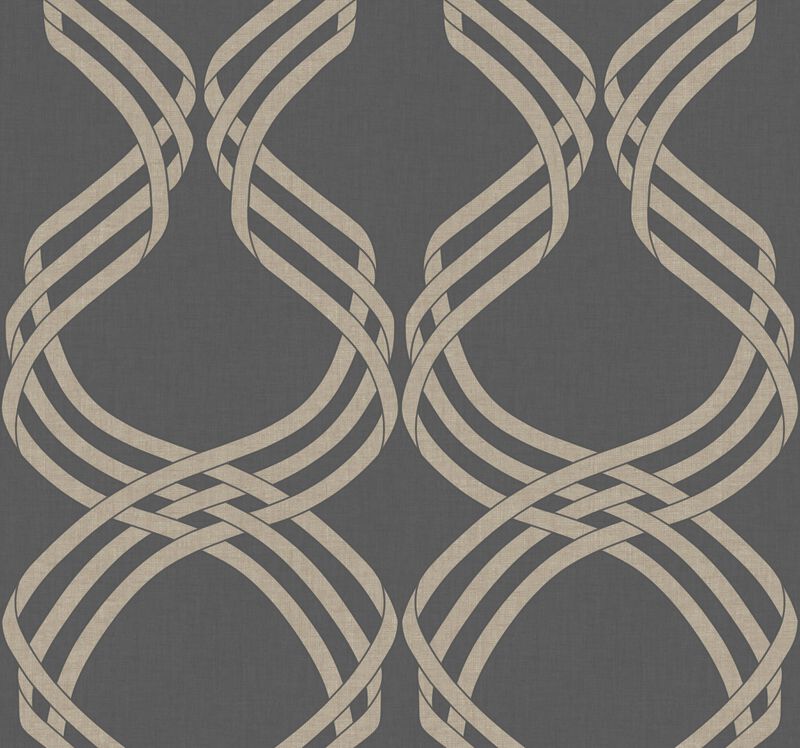 Dante Ribbon Charcoal Metallic Wallpaper image number 0