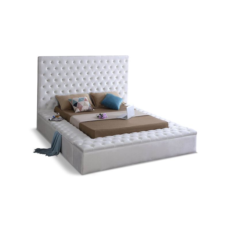 Meridian Furniture Bliss White Velvet King Bed