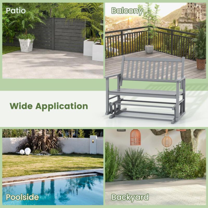 Hivvago 2 Seats Outdoor Glider Bench with Armrests and Slatted Seat