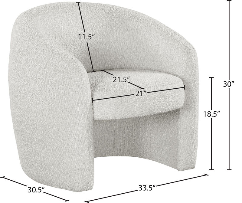 Meridian Furniture Acadia Cream Boucle Fabric Accent Chair image number 6