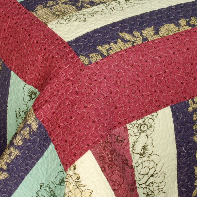 Cotton Queen Size 3PC Quilted Printed Quilt Set Secret Season Soft Bedding image number 2