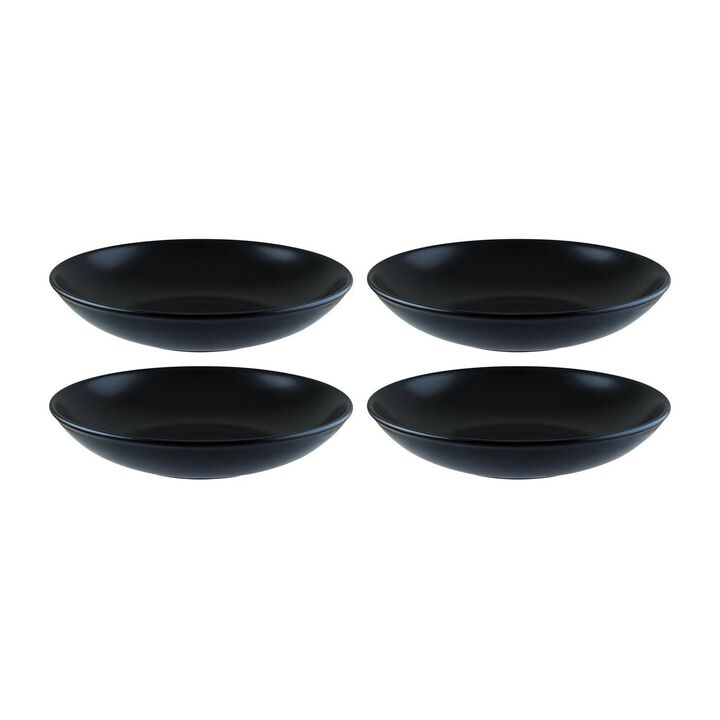 Notte dia.9" h:2" 34 oz. Round Black Vitrified Bowl (Set of 4)