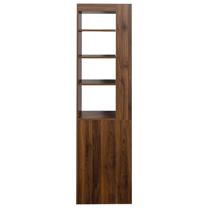 70.87 in. Tall Wood 4-Shelf Bookcase with 3 Drawers
