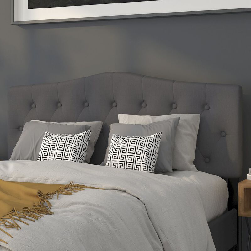Flash Furniture Tufted Upholstered Queen Size Headboard in Dark Gray Fabric image number 5