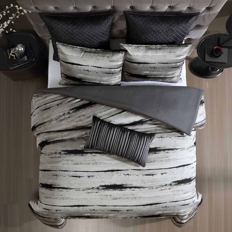 Black/Silver Textured 7 pc King