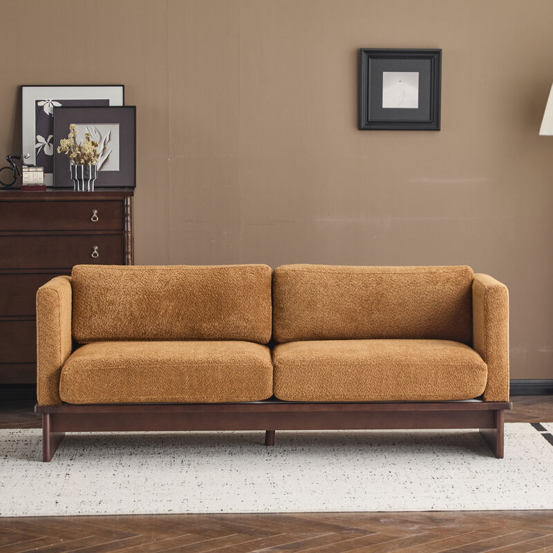 Christopher Knight Home Miranda 77'' Modern 3-Seater Rubberwood Upholstered Sofa with Thick Cushions