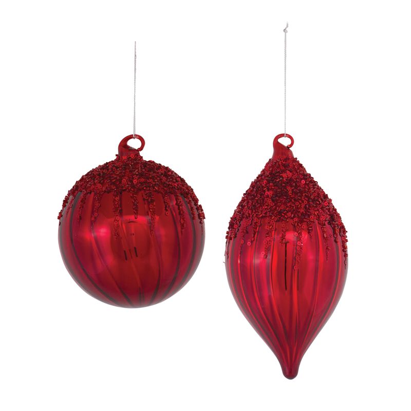 Sequined Glass Ornament (Set of 4)