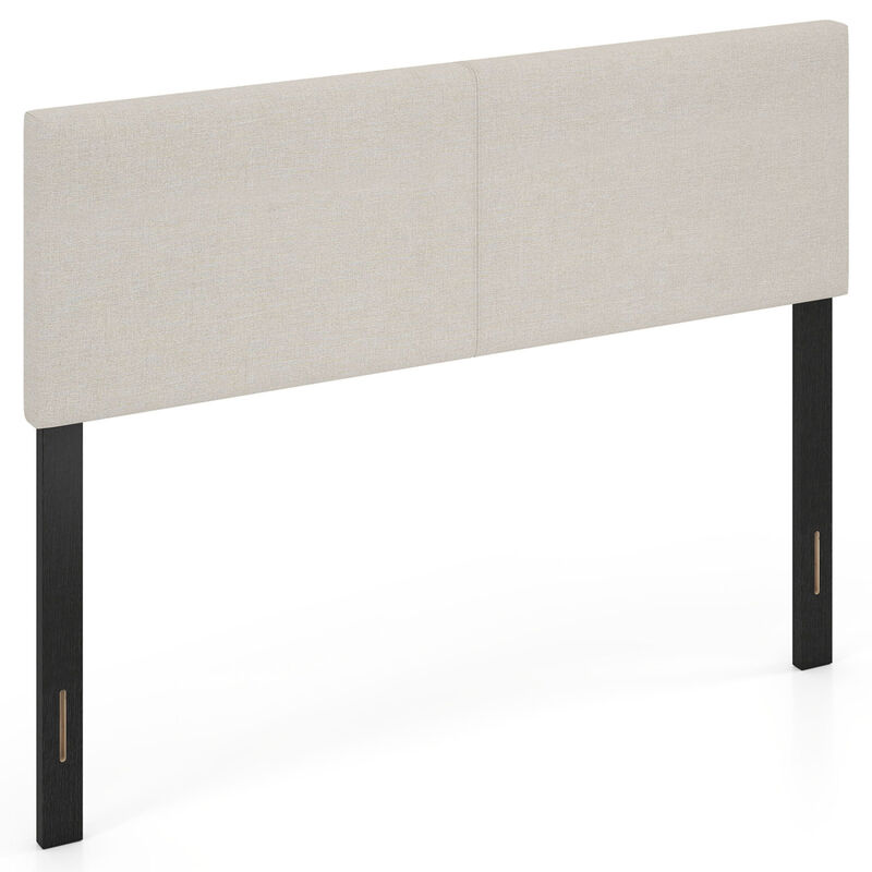 Queen Full Size Upholstered Headboard with Vertical Quilted Linen Fabric image number 6