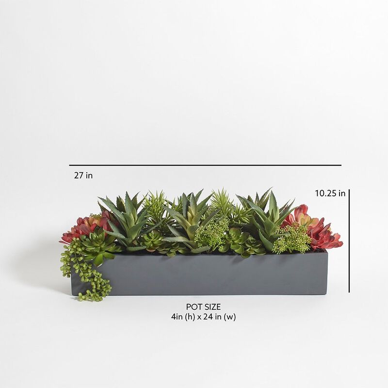 Rectangular Artificial Succulent Arrangement, Natural Planter image number 6