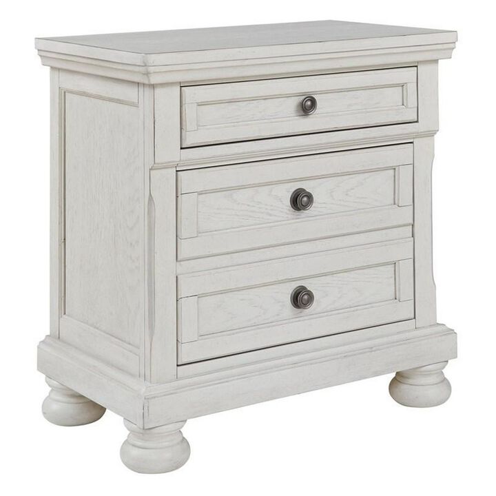 Julia 30 Inch Casual Nightstand, Wood, 2 Drawers, Pull Out Tray, White-Benzara
