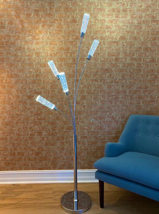 5 Cylinders Floor Lamp Chrome Metal LED Light