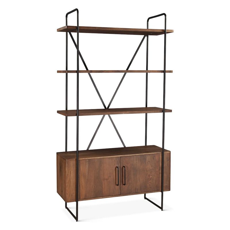 World Interiors Halden Tall Bookshelf in Pecan Brown