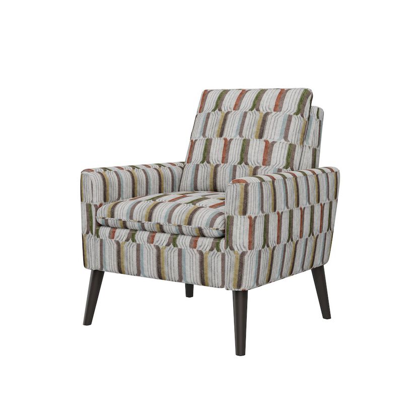 HL Home Furnishings Mid-Century Modern Armchair in Brown, Green and Blue Stripe