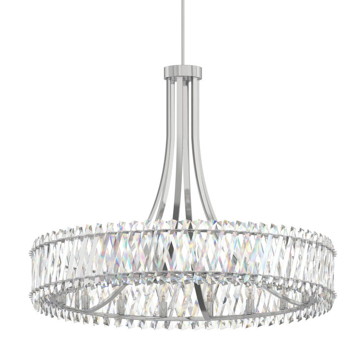 42" 18-Light Contemporary Polished Nickel Crystal Chandelier, Large Circular Ceiling Light for Living Room, Dining Room