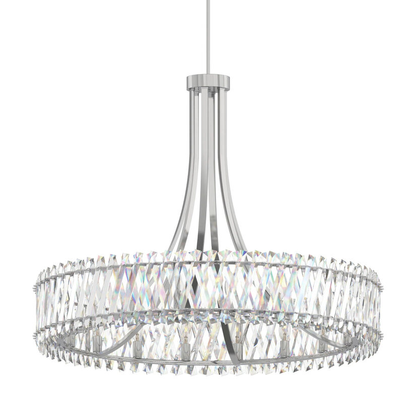 42" 18-Light Contemporary Polished Nickel Crystal Chandelier, Large Circular Ceiling Light for Living Room, Dining Room image number 1