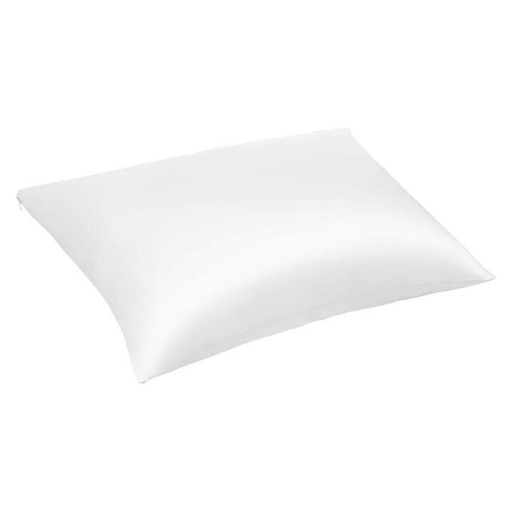 Pure Mulberry Silk Pillowcase with Hidden Zipper, Smooth Pillow Cover for Hair and Skin-White