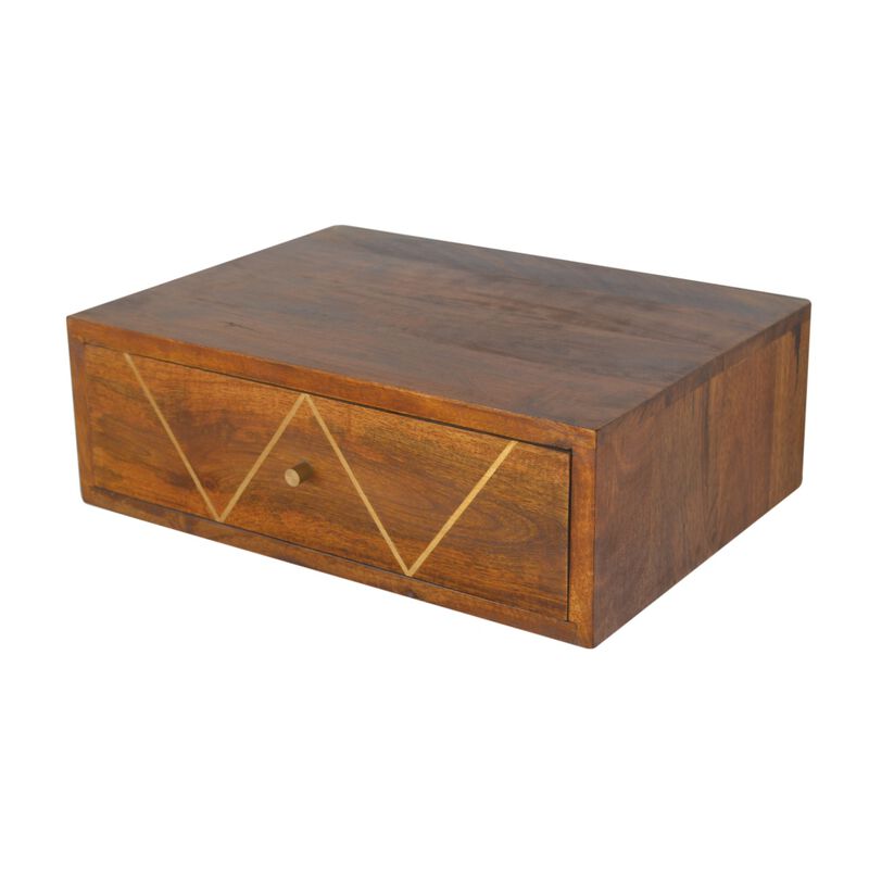 Artisan Furniture solid Wood Floating Chestnut Brass Nightsand