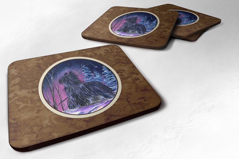 Caroline's Treasures SS8366FC Starry Night Briard Foam Coasters Set of 4 (Set of 4), 3.5 H x 3.5 W, Multicolor image number 0