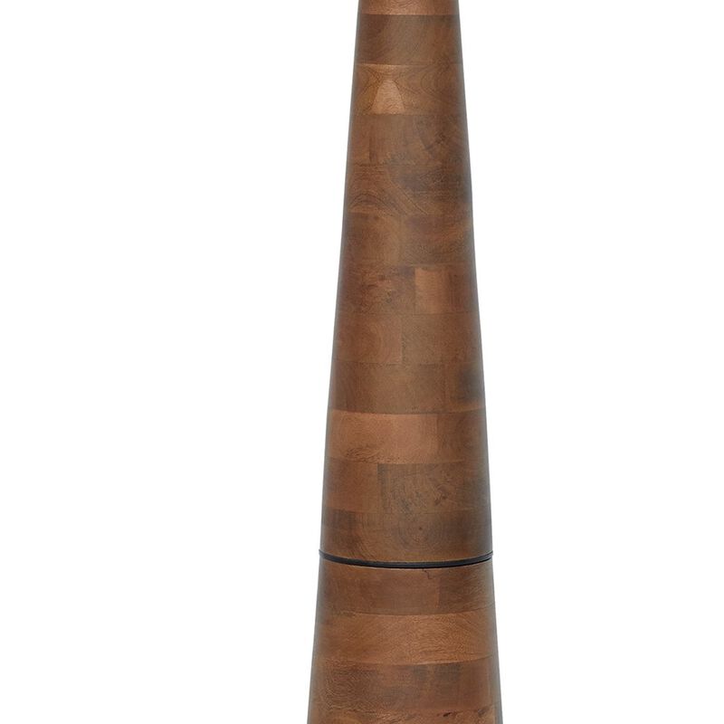 Seya 58 Inch Floor Lamp, Empire Fabric Shade, Tapered Brown Wood Base - Benzara