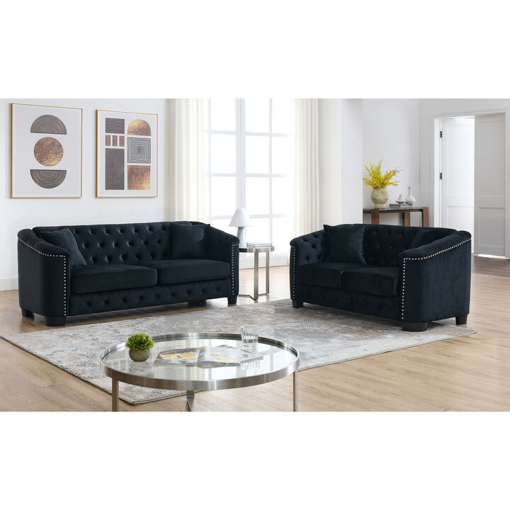 Nudmel Velvet Chelsfield Sofa Set