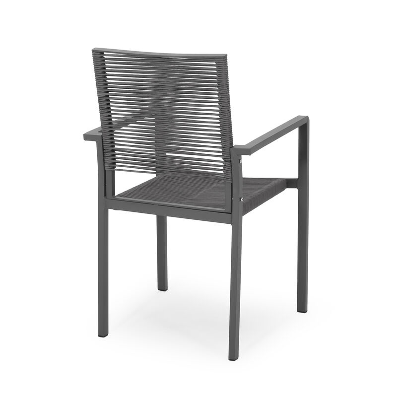 Merax 2 PCS Outdoor Modern Aluminum Dining Chairs with Rope Seat