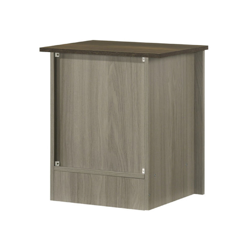 Nena End Table with Cabinet Door, Brown Wood Top, Oak Gray 22 Inch