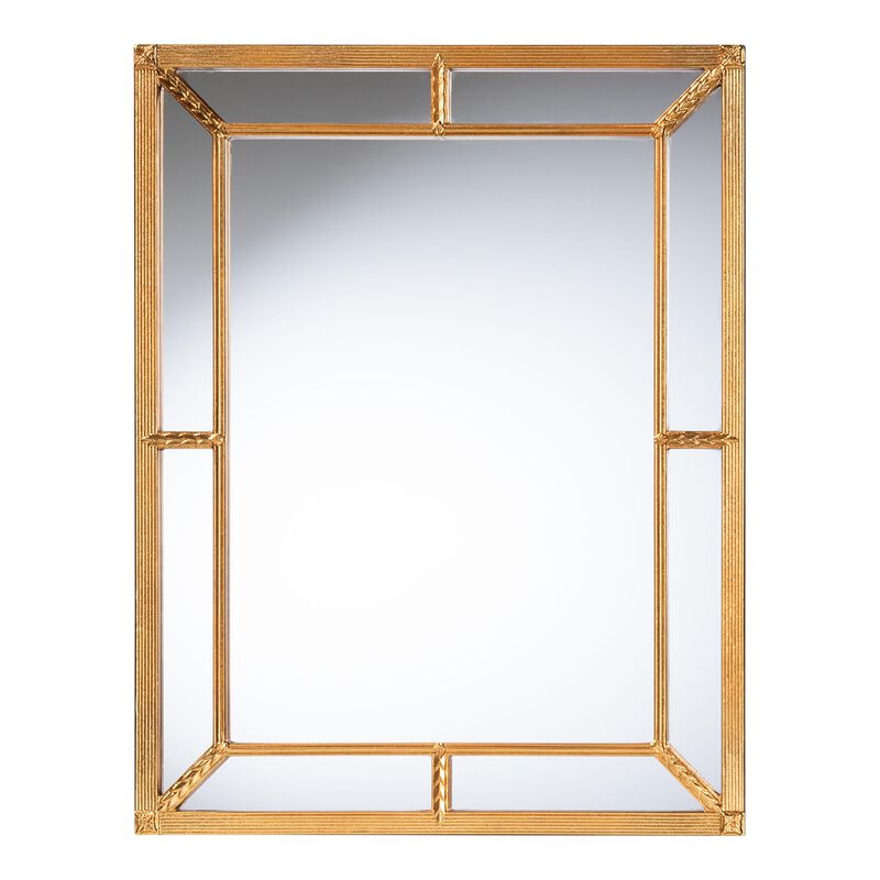 Baxton Studio Iskra Rectangular Mirror with Antique Goldleaf Frame - Modern Decorative Wall Accent for Living Room, Bedroom, or Entryway