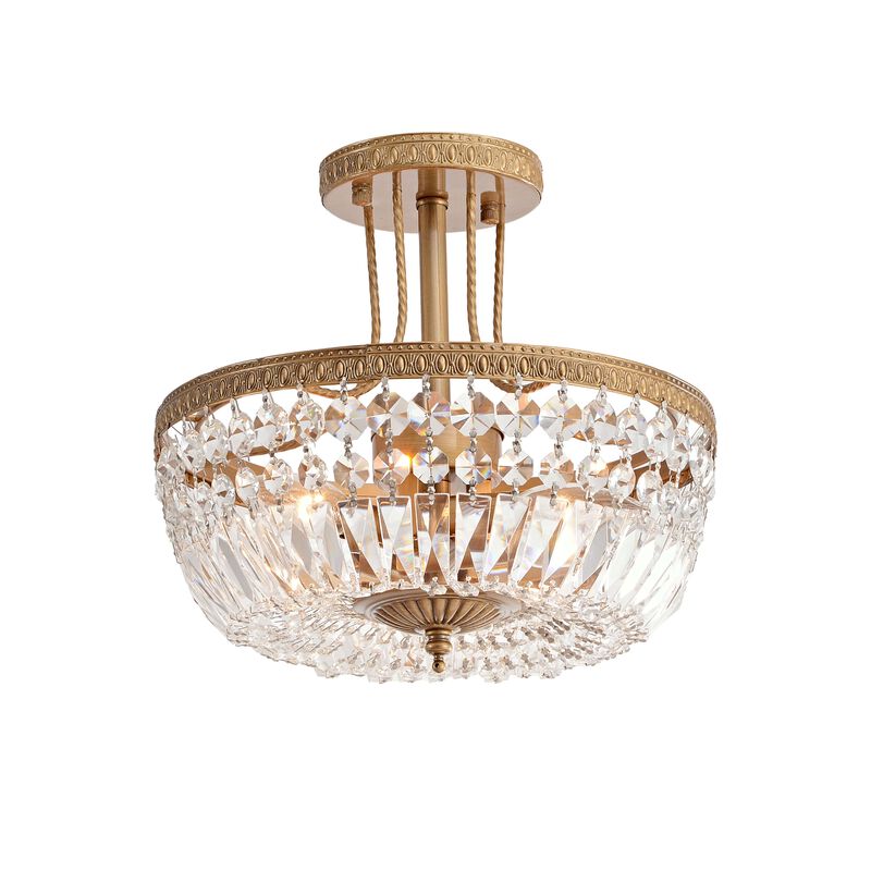 Flavia 3-Light Brushed Champagne Silver 13" Crystal Teardrop Tiered Chandelier image number 0