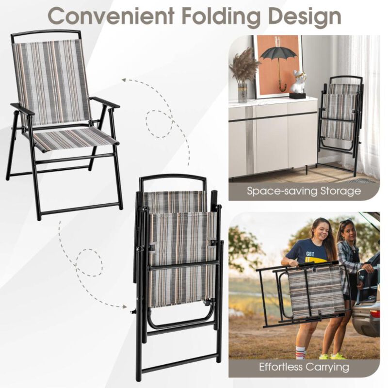 Hivvago Set of 2 Patio Folding Sling Chairs Space-saving Dining Chair