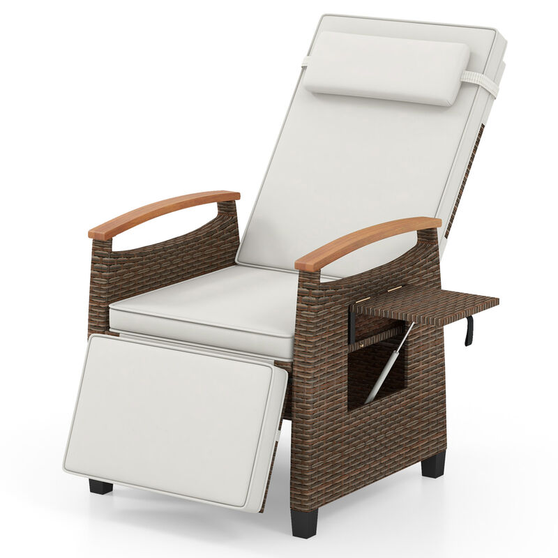Patio Wicker Recliner Chair with Adjustable Backrest and Footrest for Outdoor Comfort