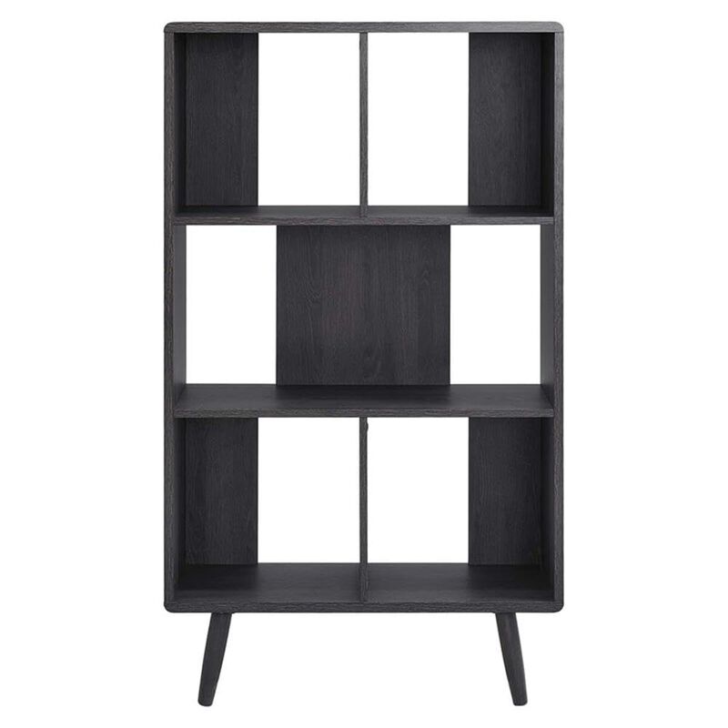 Modway EEI-5743-CHA Transmit 5 Shelf Wood Grain Bookcase, Charcoal image number 3