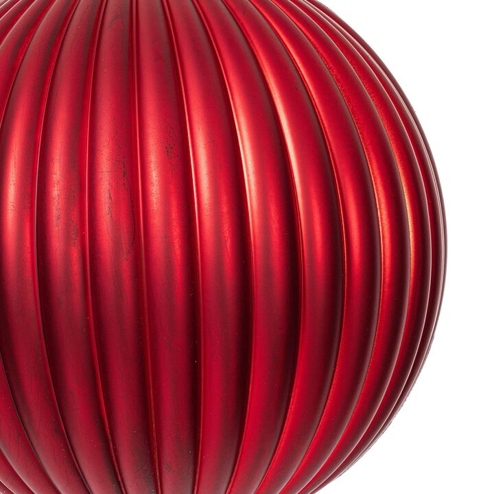 Vickerman 8" Red Matte Lined Ball Ornament, 1 per Bag.