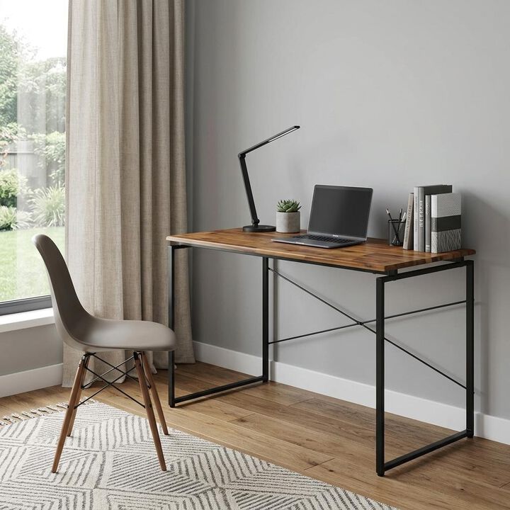 HomeRoots 47" Brown and Black Writing Desk