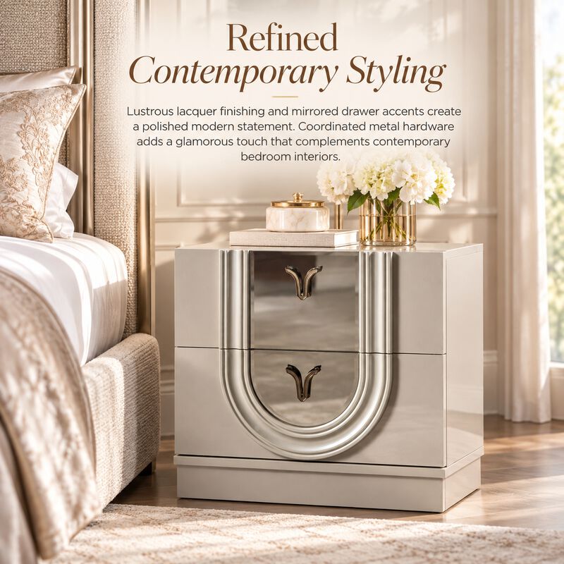 Miralqessa Mirrored 2-Drawer Nightstand image number 3