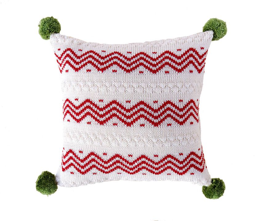 Zig Zag Christmas Pillow, 10", Holiday Decorations