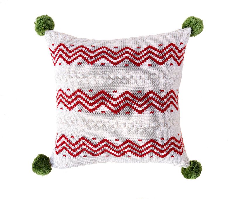 Zig Zag Christmas Pillow, 10", Holiday Decorations image number 0