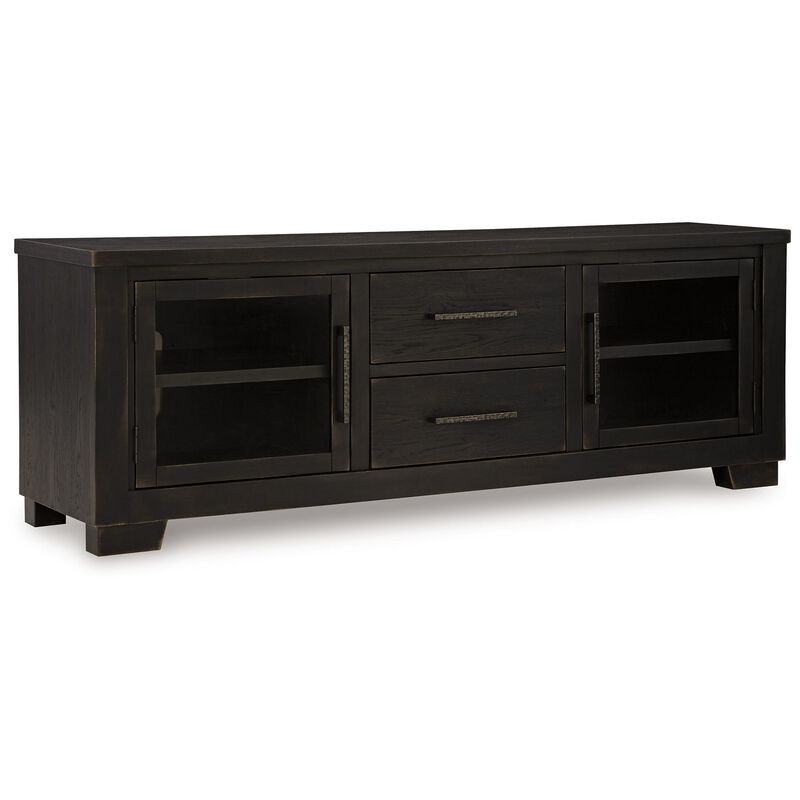 Galli Large TV Media Console, 2 Drawers, 4 Shelf, Black Wood, 80 Inch - Benzara
