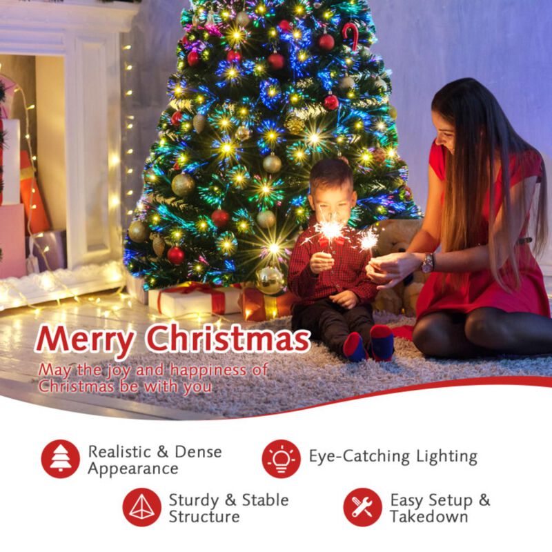 LED Fiber Optic Artificial Christmas Tree w/ Top Star