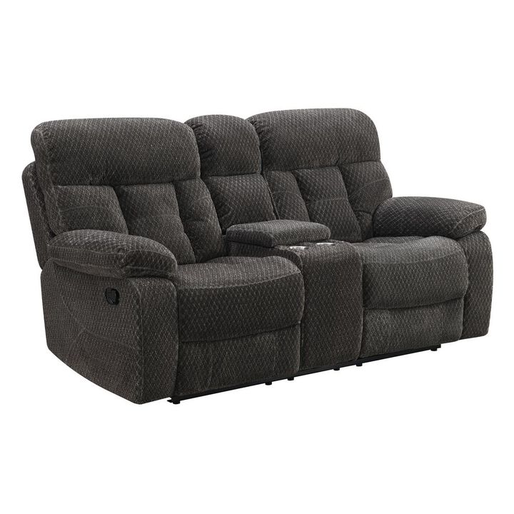 New Classic Furniture Bravo Console Loveseat W/ Dual Recliners-Charcoal