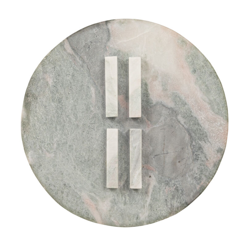Sculptural Marble Table with Interlocking Base, Mint Green image number 4
