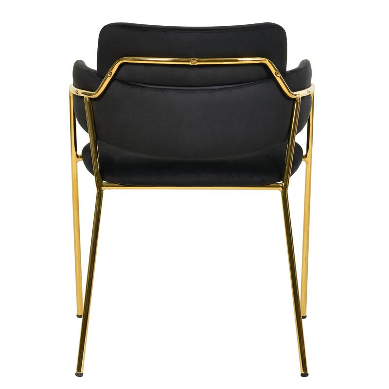 Axis Upholstered Dining Chairs Curved Open-Back & Gold Legs Set of 2 in